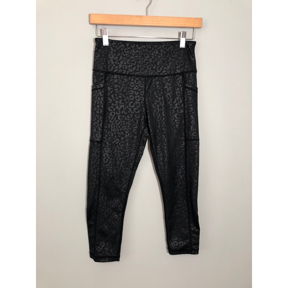 Constantly Varied Gear Leggings Small Black Leopard Print Cropped High Rise